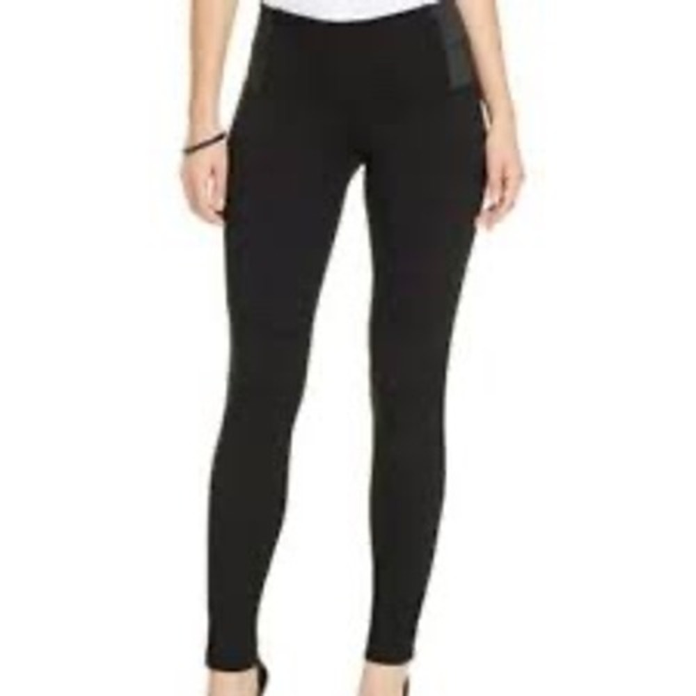 KUT from the Kloth Angie Skinny Black Moto Pants Ribbed Elastic Waistband M